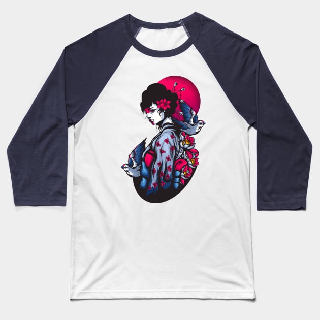 Geisha Girl Baseball T-Shirt by machmigo